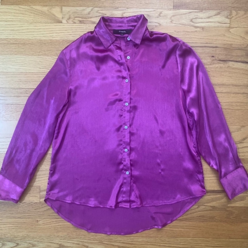 Magenta long sleeve oversized shirt